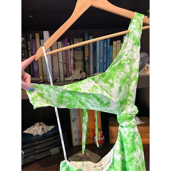NWT For Love & Lemons Devon Green & White Tie Dye Mini Dress Size Medium - Picture 10 of 11